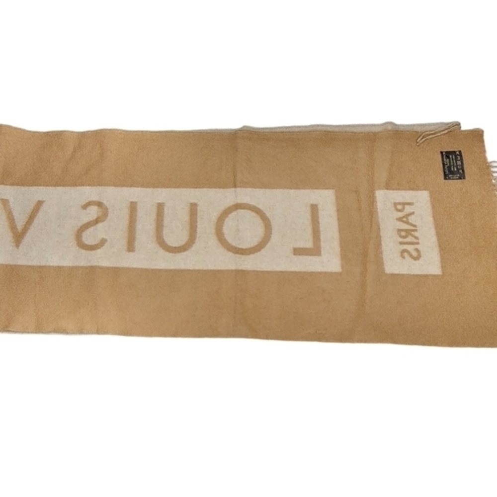 Louis Vuitton Beige & Tan Monogram Logo Scarf Wrap - Picture 6 of 9